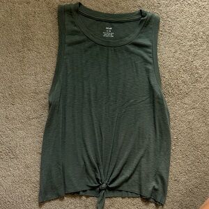 Aerie Forest Green Tie-Front Tank Top